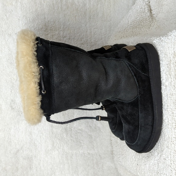 Ugg Shearling Classic Boot Tassels Womens 6 Black Suede Shoes glitter 8 - Picture 13 of 16